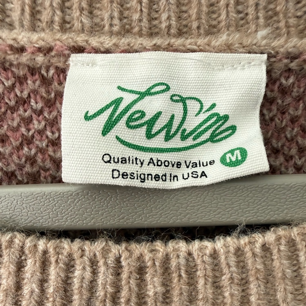 New’n Ride Away Western Horse Sweater Tan Pink Southwestern Cozy Knit - Medium - Picture 3 of 7